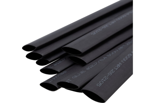 Трубка термоусадочная 2:1,  12.7/6.35мм, черная, клеевая, подавление горения, отрезок 1м, Rexant 26-2105