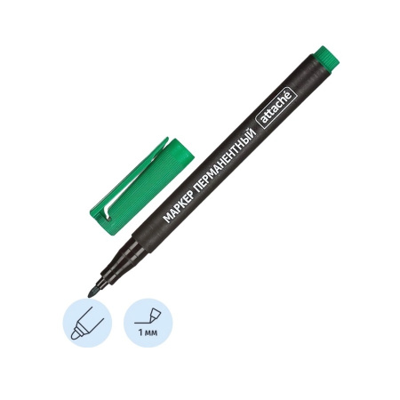 Маркер перманентный ATTACHE 1мм., зеленый (867262)