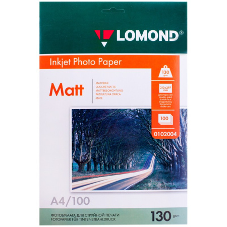 Бумага Lomond 130 г/м2, A4, матовая, двухстор. 100л. (0102004)