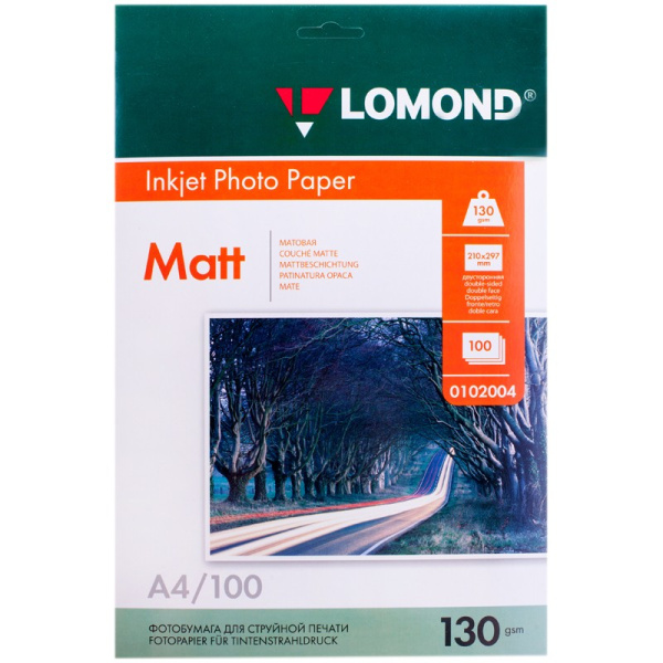 Бумага Lomond 130 г/м2, A4, матовая, двухстор. 100л. (0102004)