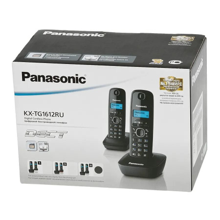 Радиотелефон Panasonic KX-TG1612RUH,серый 2трубки/50м/300м/АОН/книга_50номеров/-/-/-/15-170ч/550мАч