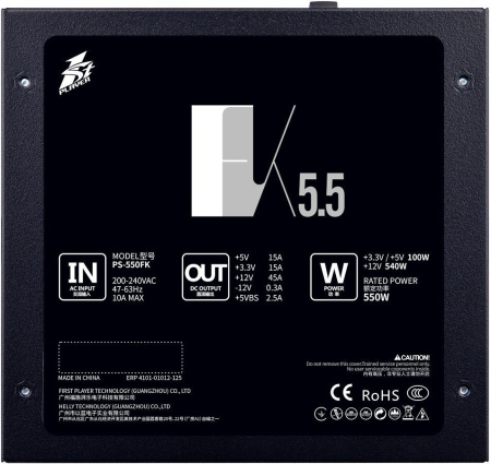 Блок питания 650Вт 1STPLAYER FK 650W (APFC,120мм,2PCI,6SATA)[PS-650FK]