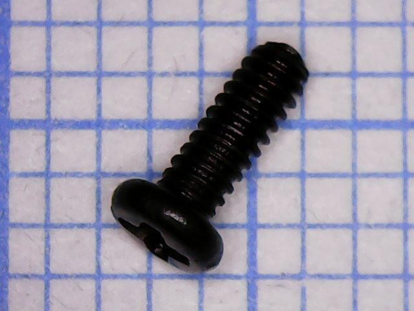 Винт М1.4,  4мм, черный, головка полукруг, PH