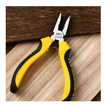 Плоскогубцы 115мм, Deli DL103201, двухкомпонентная рукоять