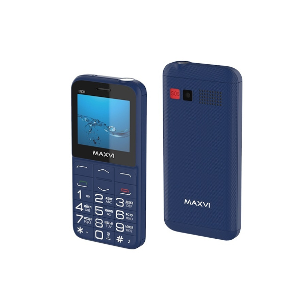 Сотовый Maxvi B231 Blue 2sim/2.31"/320*240/microSD/0.3МП/Bt/1400мАч/моноблок