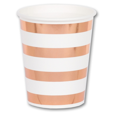 Бумажные стаканы "Розовое золото, полоски" 6шт (1502-3103)