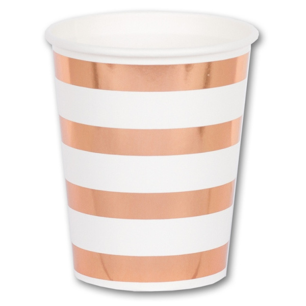 Бумажные стаканы "Розовое золото, полоски" 6шт (1502-3103)