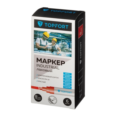 Маркер-краска TOPFORT "Industrial" лаковый, 8мм, красный (1827880)