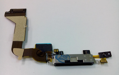 Шлейф iPhone 4 на системный разъем/микрофон Черный