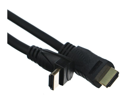 Кабель HDMI(m) - HDMI(m)  3.0м VCOM, v2.0, позол. контакт, угловой, черный (CG523-3M)