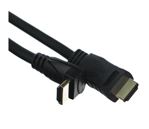 Кабель HDMI(m) - HDMI(m)  3.0м VCOM, v2.0, позол. контакт, угловой, черный (CG523-3M)