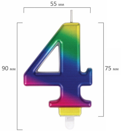 Свеча "Цифра 4" Золотая сказка 9см (591437)