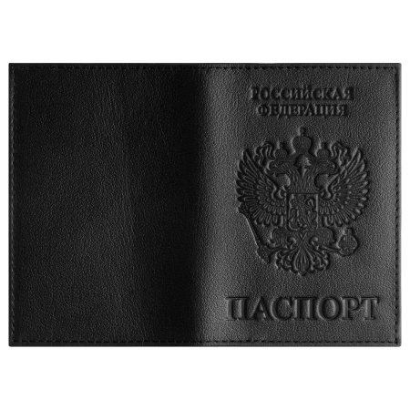Обложка для паспорта OfficeSpace "Герб" кожа, черный (PS384365)