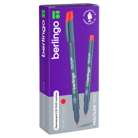 Маркер для CD/DVD Berlingo "Multiline PE50", красный, 0,5мм (PM6432)