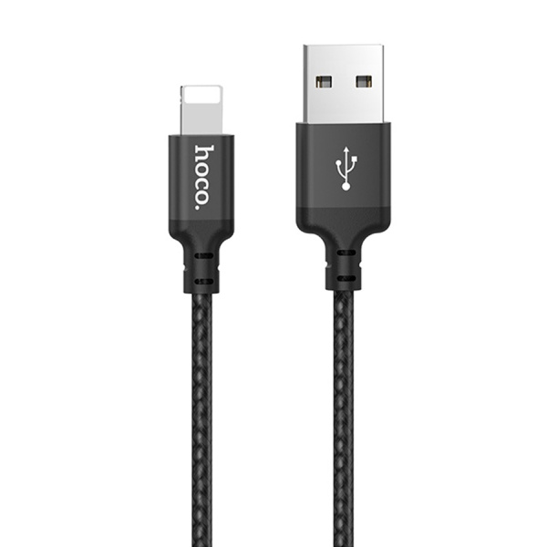 Кабель Lightning (m) - USB(m) HOCO X14, 2.0A, 2м, черный,текстильный
