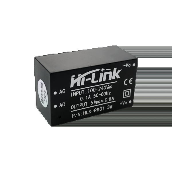 Блок питания на плату  5в, 0.6а, 34*20,2*15мм, Hi-Link HLK-PM01