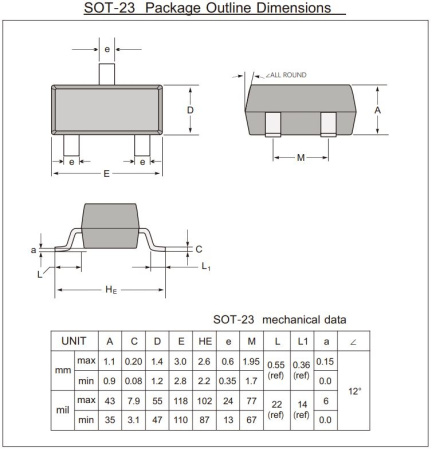 микросхема TL431, источник опорного напряжения, 2.5…36V, SOT23