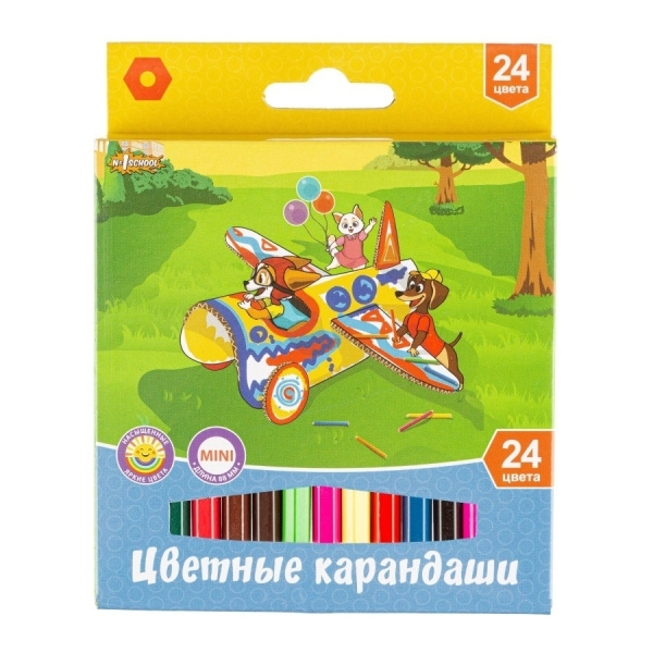Карандаши 24цв. №1School "Шустрики" короткие 1408202