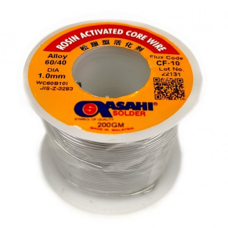 Припой Sn60Pb40 флюс CF10, ТКР1, Asahi WC60B10I, катушка  200г, 191C