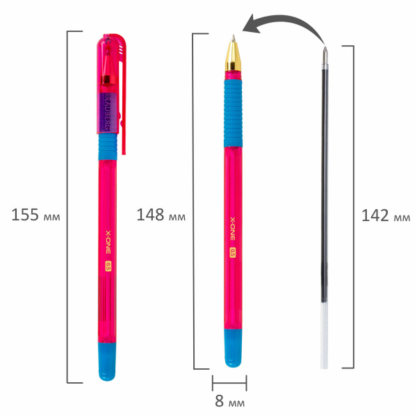 Ручка шариковая BRAUBERG "X-ONE NEON" 0,35мм., синяя (143987)