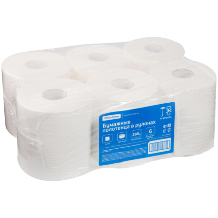 Полотенце бумажное OfficeClean (М1), 1 слойн., 280м/рул, белые 262647