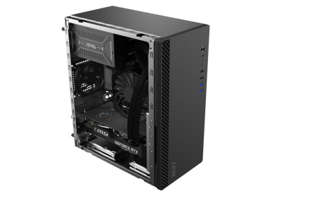 Корпус ПК без блока питания/ Case MSI PRO SHIELD M100P, Midi-Tower, 1x80mm, 2xUSB 3.2, 2xUSB 2.0, mATX, mITX Black
