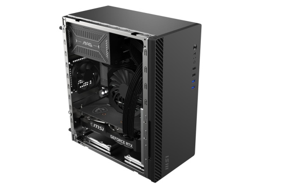 Корпус ПК без блока питания/ Case MSI PRO SHIELD M100P, Midi-Tower, 1x80mm, 2xUSB 3.2, 2xUSB 2.0, mATX, mITX Black