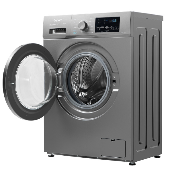 Стиральная машина Бирюса WM-SM712/08 М Металлик 7кг, фронт. загр-ка, отжим 1200об/мин, 12 прог., 85x59,5x44 см, класс А, Inverter