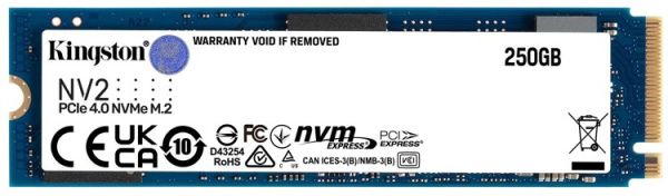 SSD-накопитель M.2 250Гб Kingston NV2 [SNV2S/250G](3D NAND,NVMe,3000/1300 Мб/с)