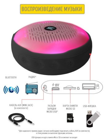 Портативная колонка Jet.A PBS-25 Bluetooth 1x3Вт 400mAh Черный