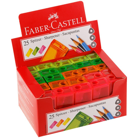 Точилка FABER-CASTELL 1 отверстие, контейнер, ассорти (581525)