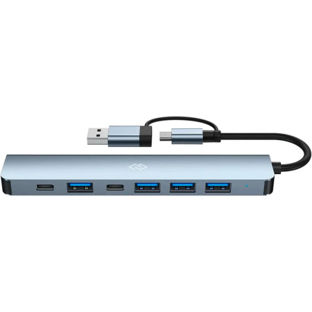 USB_Хаб 4xUSB_2.0+1xUSB3.0+1xType C Digma DHUB-7USB-AC черный (USB-C+ USB-A)