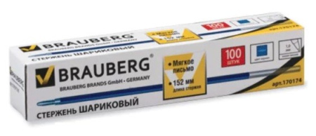 Стержень шариковый 1мм. BRAUBERG синий 152мм (170174)