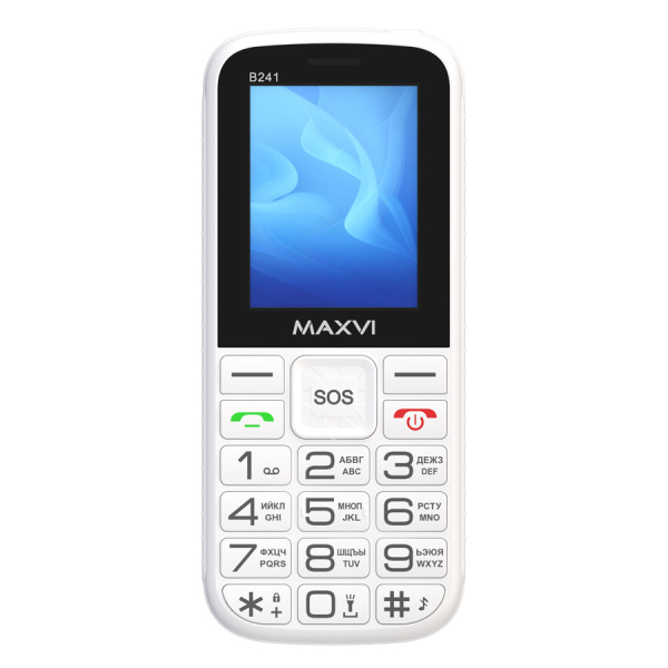 Сотовый Maxvi B241 White 2sim/2.4"/320*240/microSD/1.3МП/Bt/2300мАч/моноблок