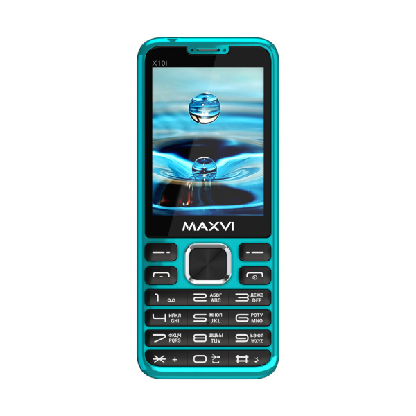 Сотовый Maxvi X10i Aqua blue 2sim/2.8"/320*240/microSD/0.3МП/Bt/1600мАч/моноблок