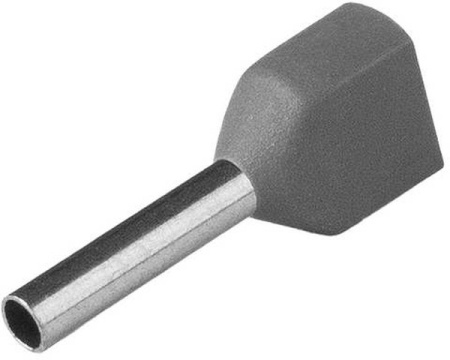 Наконечник штыревой втулочный изолированный (НШВИ2)  2*0.75кв.мм l=8мм серый, упаковка 100штук