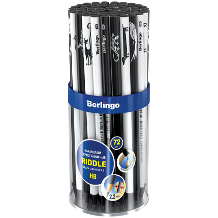 Карандаш ч/гр. BERLINGO "Riddle" HB, черное дерево, круглый, заточен. (BP01165)