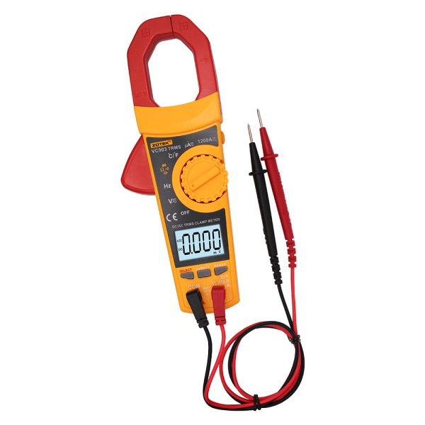 Токовые клещи Zotek VC903, AC/DC 1200A, TrueRMS, 6000counts, 2*AA