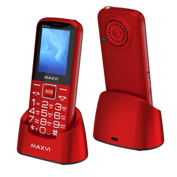 Сотовый Maxvi B21ds up Red 2sim/2.4"/320*240/microSD/1.3МП/Bt/2300мАч/моноблок