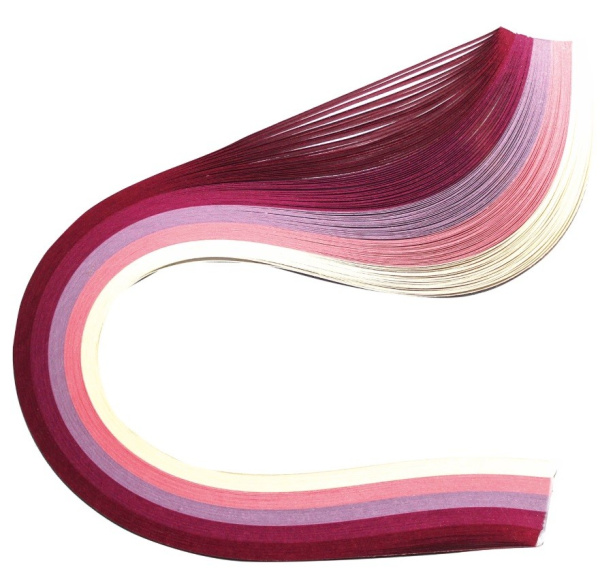 Бумага цветная для квиллинга ОСТРОВ СОКРОВИЩ розовый микс, 5цв, 125 полос, 3*300мм (128733) 