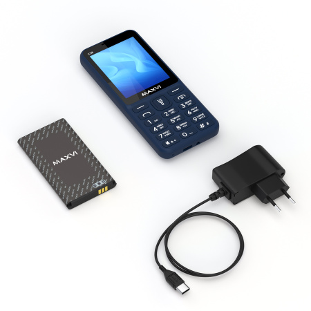 Сотовый Maxvi C38 Blue 2sim/2.8"/240*320/microSD/0.5МП/Bt/1800мАч/моноблок