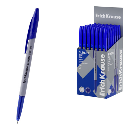 Ручка шариковая Erich Krause "Slender Stick Grey " 0,7мм., синяя (63083)