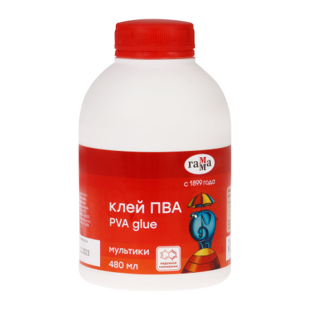 Клей ПВА Гамма "Мультики", 480 мл (180123480)