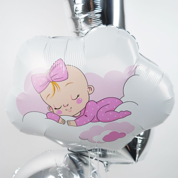 Шар воздушный "Малышка в облаках" 66 см. фольгир., (225965)