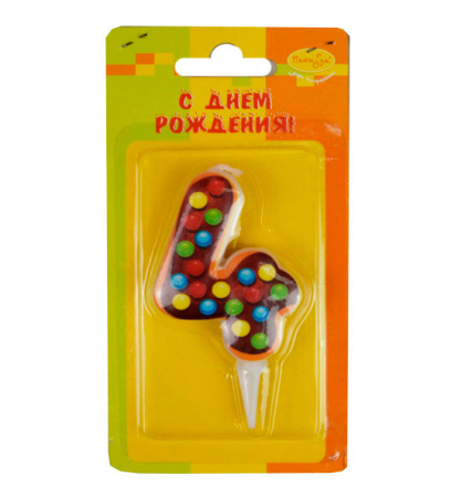 Свеча "Цифра 4. Пончик" 6 см (6058036)