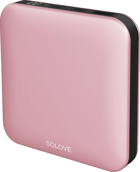 Аккумулятор внешний 10000_mAh Xiaomi Mi SOLOVE со встроенными кабелями USB и Lightning (A2-PRO Rose 