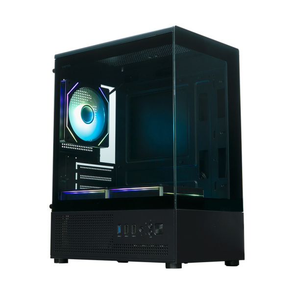 Корпус mATX Б_БП XASTRA Q300M 3ARGB-FM-C6 Black (USB3.0,Audio,черный,3х120мм ARGB,PWM FM fans/Argb+PWM HUB 6port"аквариум")[Q300M-3FM12A-C6]