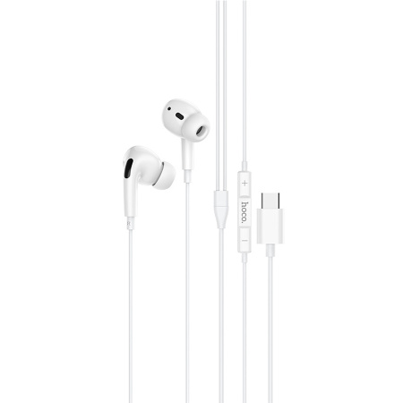 Гарнитура проводная HOCO M1 PRO вставные,16 Ом, 110 дБ, кабель 1.2м, белый, Type-C