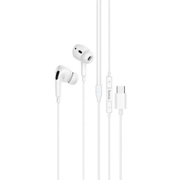 Гарнитура проводная HOCO M1 PRO вставные,16 Ом, 110 дБ, кабель 1.2м, белый, Type-C