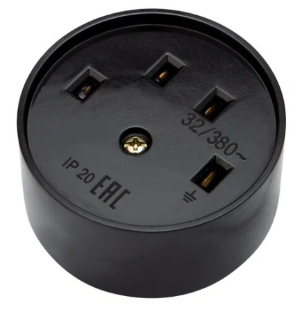 Розетка РШ для электрической плиты 32 А, 380 В, 3Р+РЕ (ОУ) черная Rexant